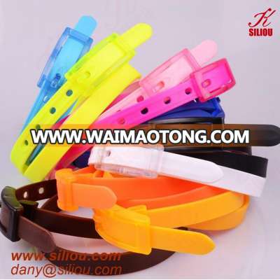 unisex colorful custom Silicone Belts with plastic fashion plastic Buckles